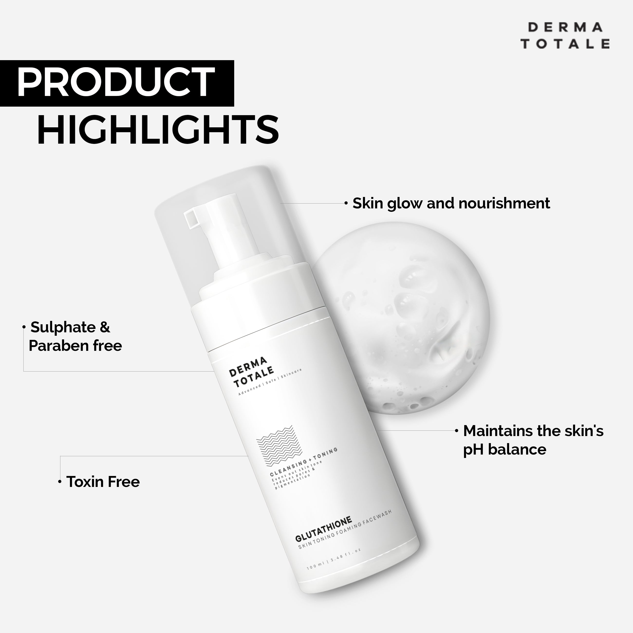 Glutathione Skin Toning Facewash - 100ml product highlights 